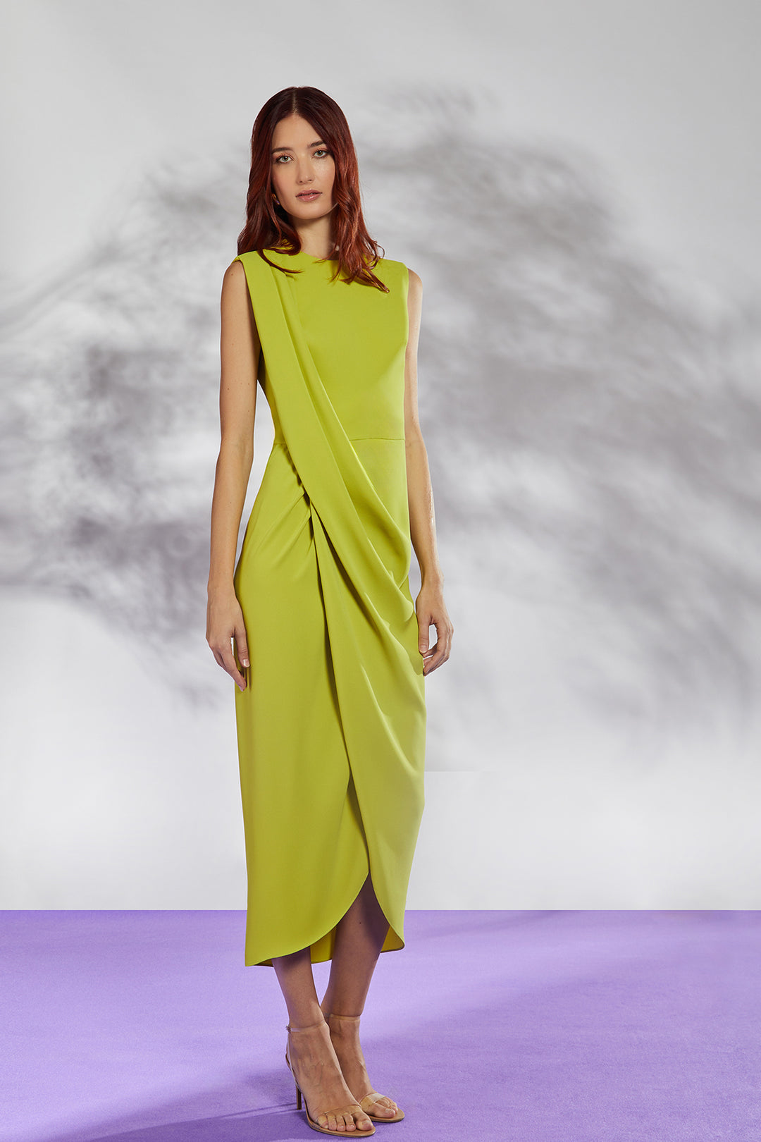 Envelope skirt crepe midi dress Lime / US 4 Envelope skirt crepe midi dress Lime / US 4
