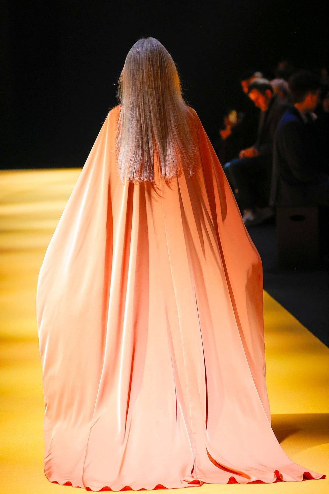 Flared Draped Dress with Cape