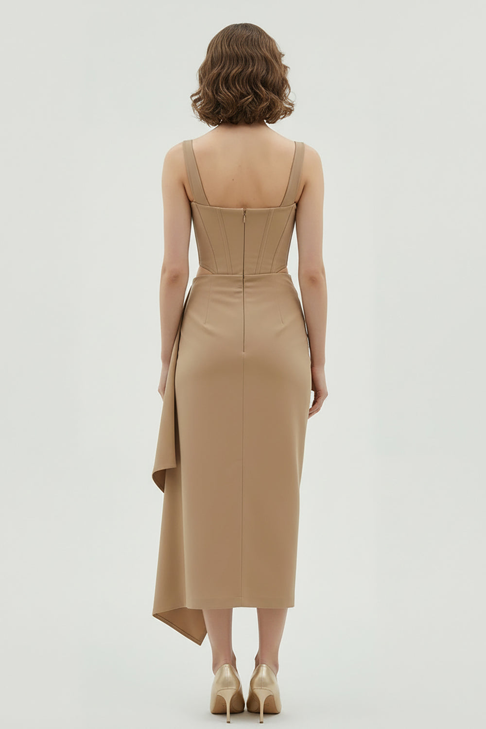 Draped Corset Wrap Dress Nude / FR 34