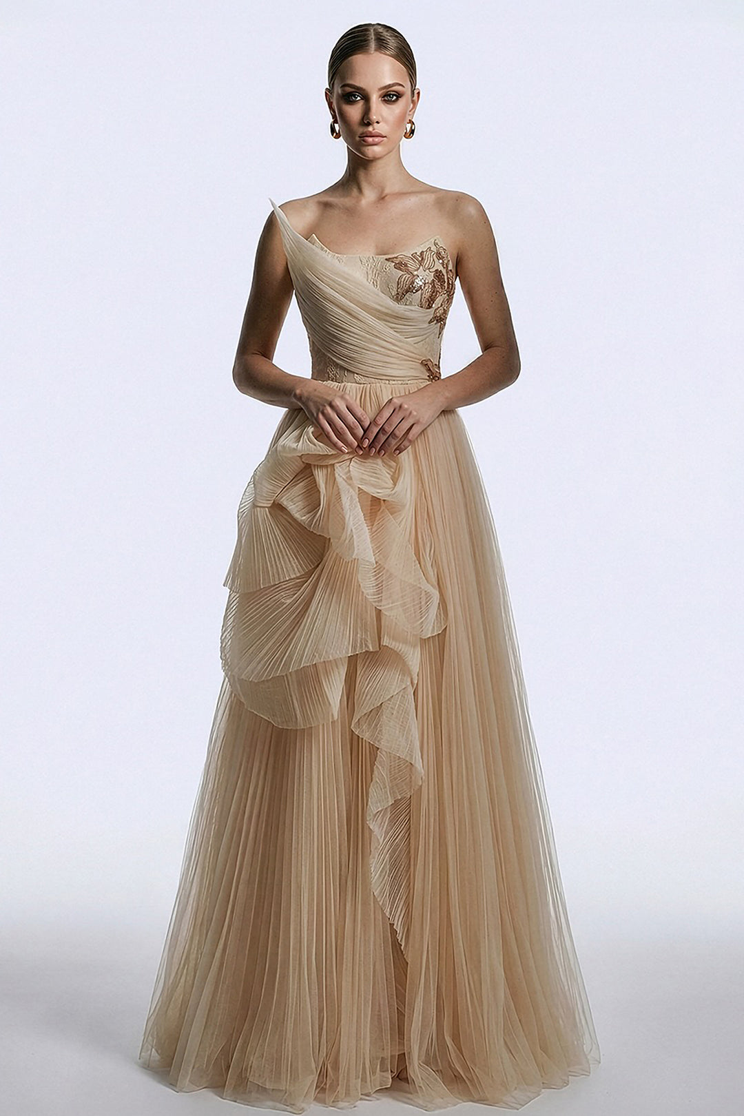 A-line Long with Strapless Sculpted Dress