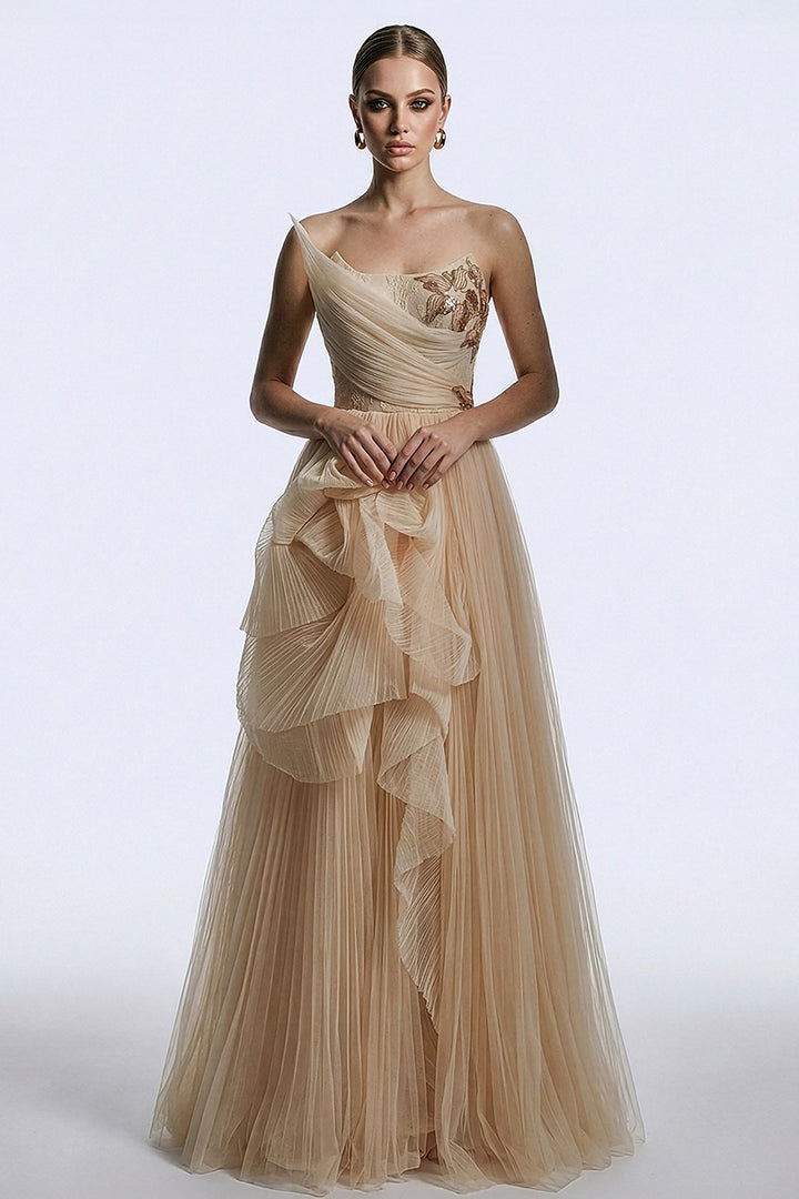 A-line Long with Strapless Sculpted Dress