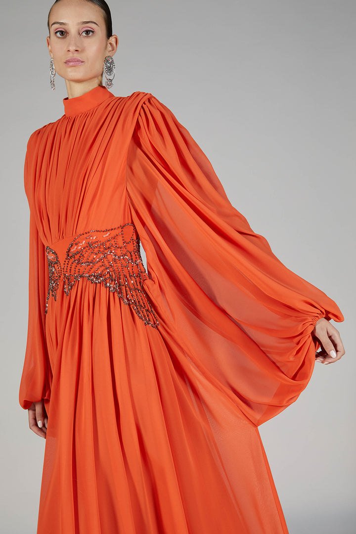 Halter Neckline Pleated A-Line Dress