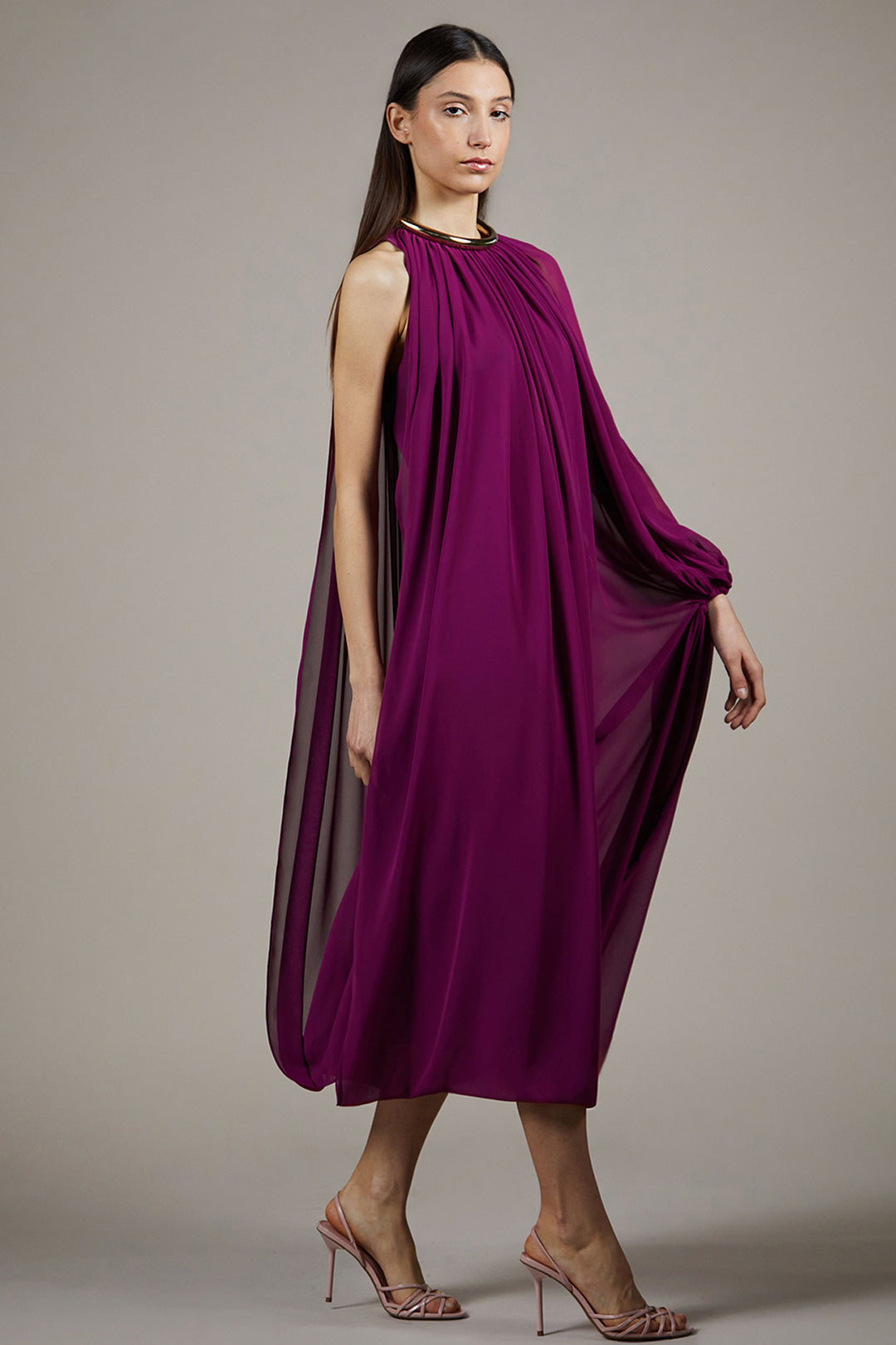 midi dress with cape overlay Gemy Maalouf | Ready-to-wear
