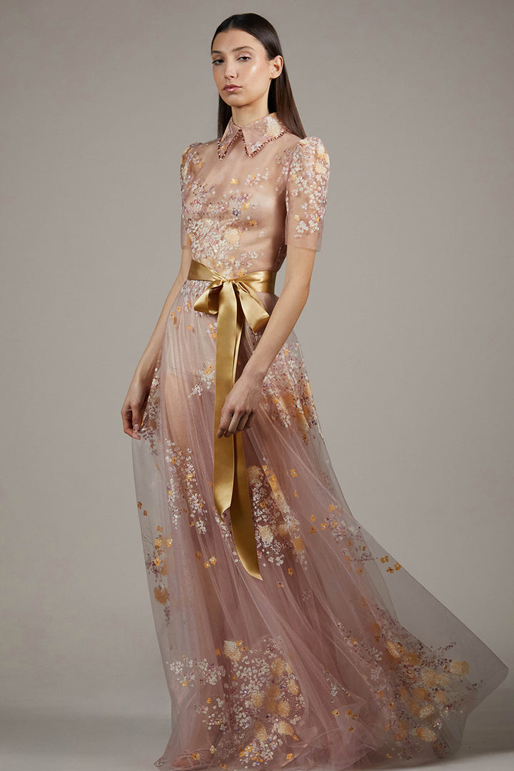 Sheer Tulle A-Line Dress