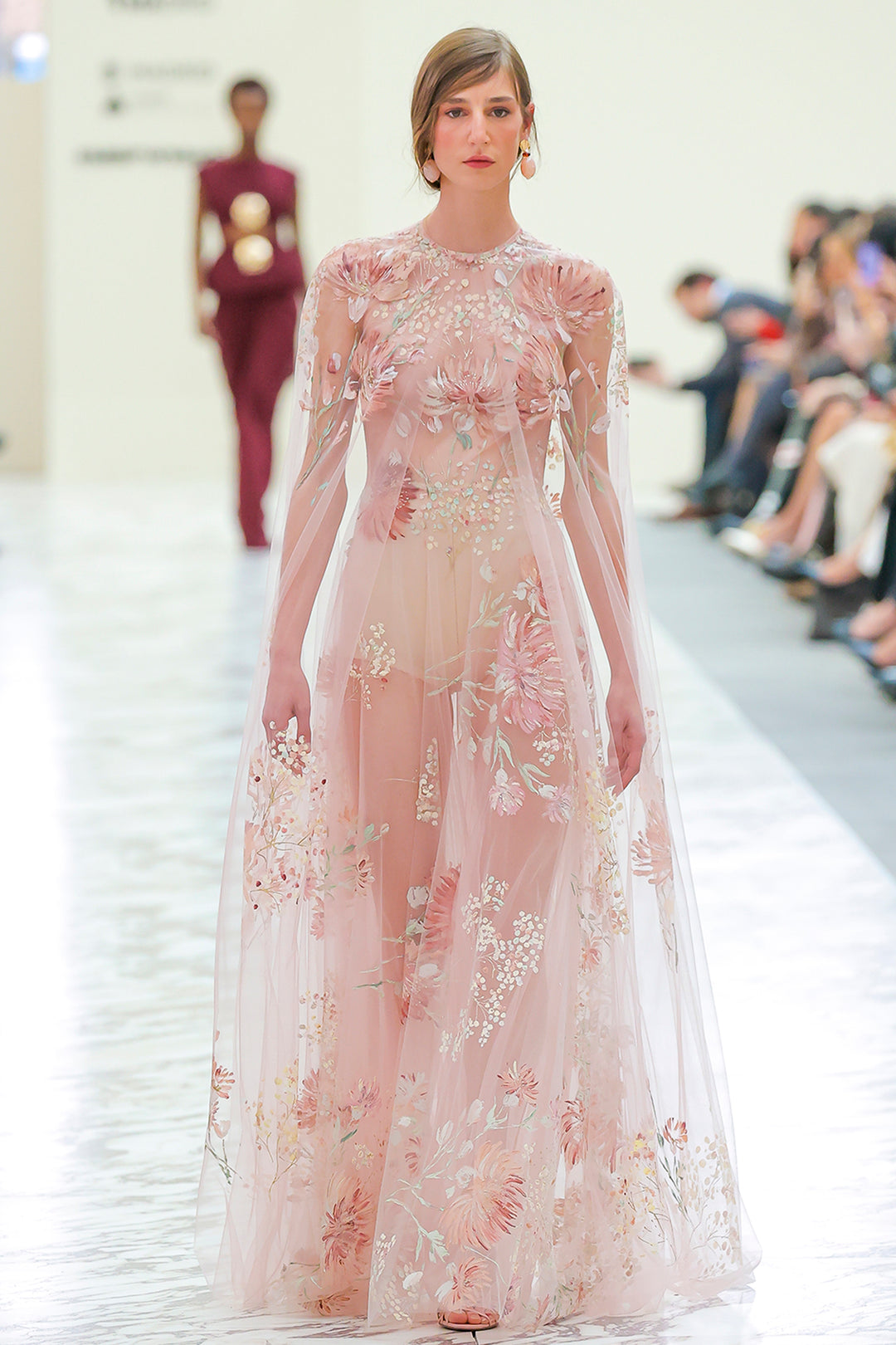 A-Line Tulle Dress with Cape Overlay