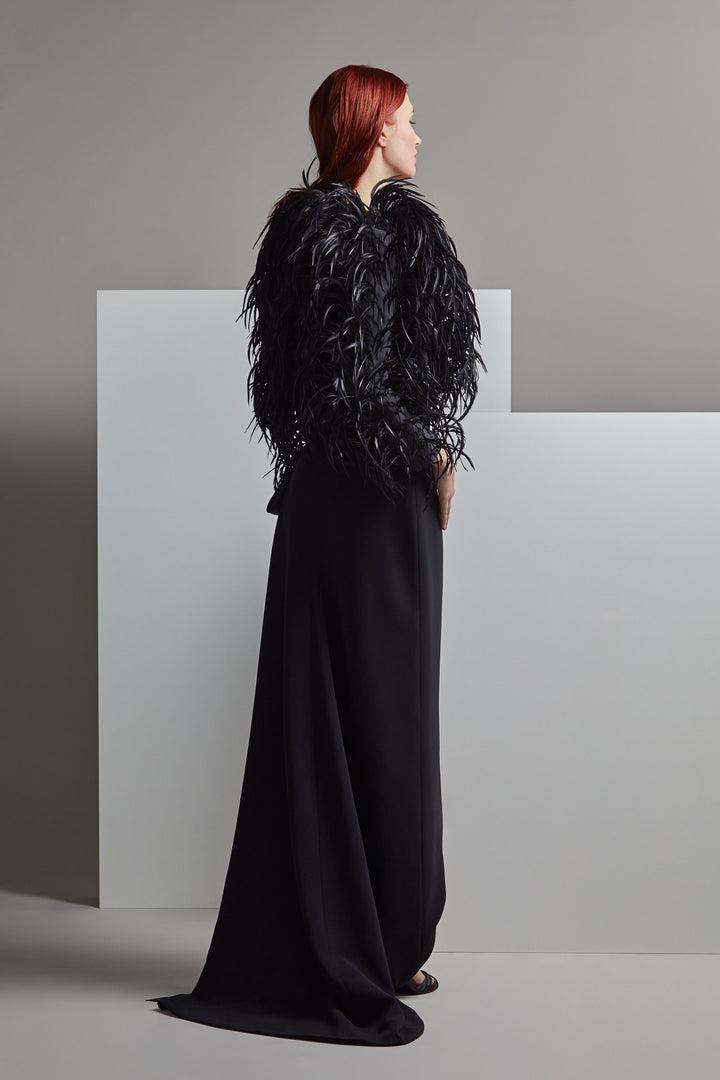 Strapless Asymmetric Straight-Cut Dress with Cutouts