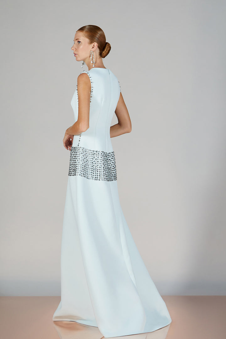 Closed-Neckline Column Dress