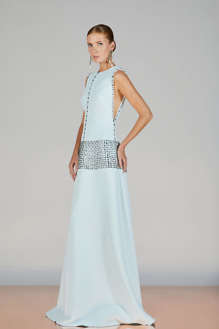 Closed-Neckline Column Dress