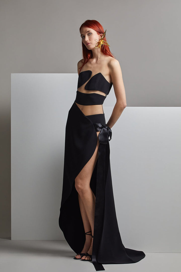 Strapless A-line Dress with Cutouts