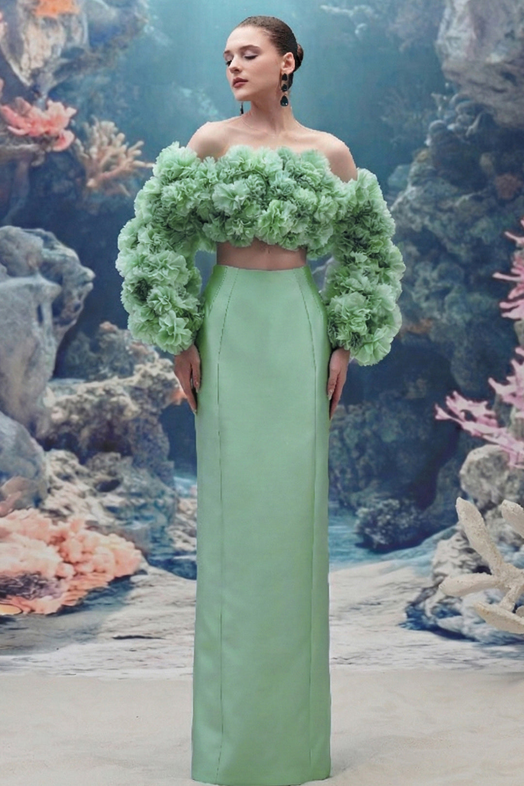 Floral Organza Top and Taffeta Dress