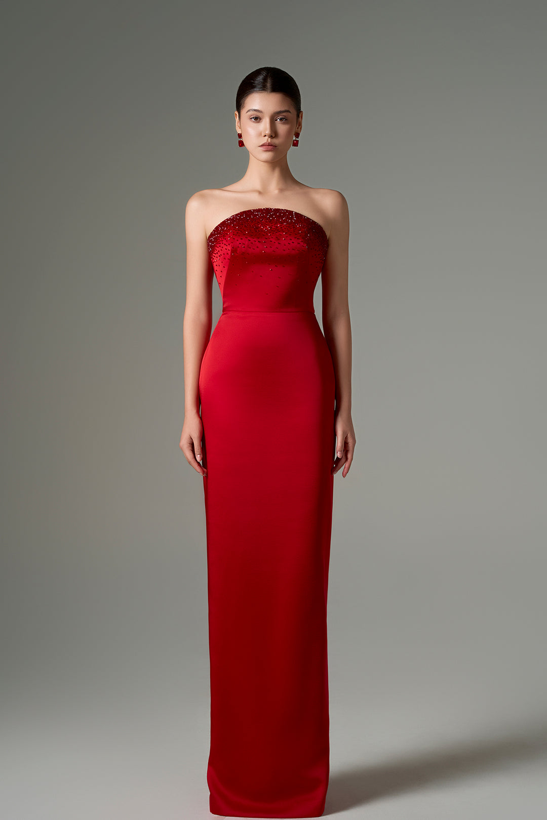 Dress with Strapless Neckline, Bead Embellishments, Fitted Silhouette, M.R DESIGN Dress with Strapless Neckline, Bead Embellishments, Fitted Silhouette, M.R DESIGN