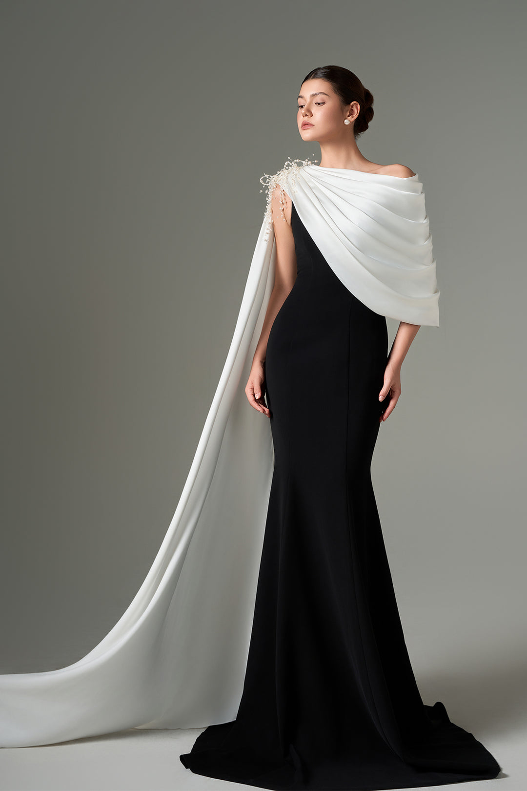 Dress with Silk Draped Overlay with Crystal Embellishments Red & Black / US 10 Dress with Silk Draped Overlay with Crystal Embellishments Red & Black / US 10