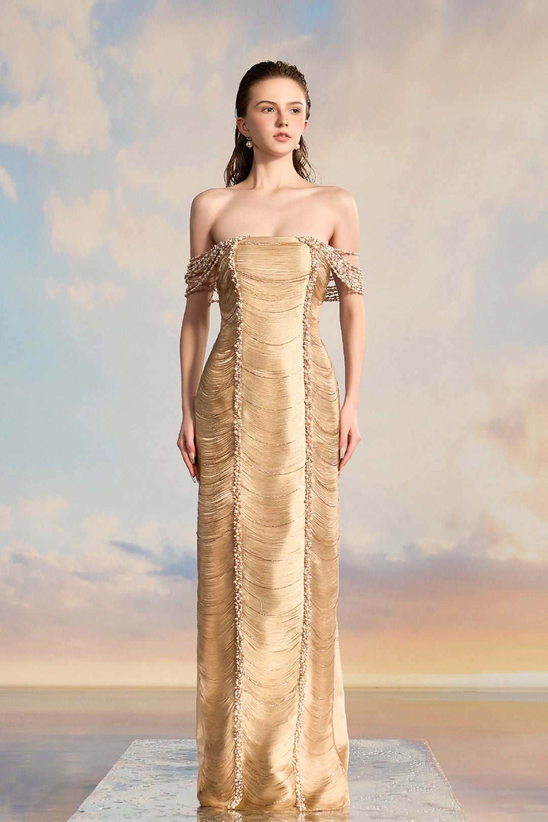 pearl off shoulder dress Pearl Beaded Off Shoulder Bridal Gown by Adrianna Papell 31278
