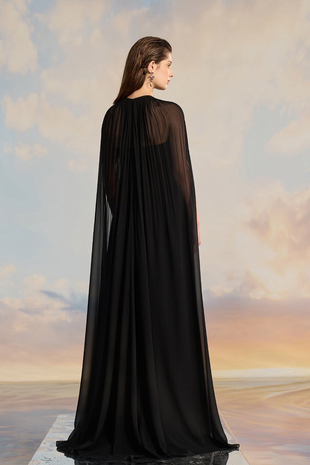 black chiffon cape dress Amazon.com: Hanna Nikole Women Plus Size Chiffon Cape Dresses Ruffle Style Midi Bodycon Cocktail Dress Black 16 Plus : Clothing, Shoes & Jewelry