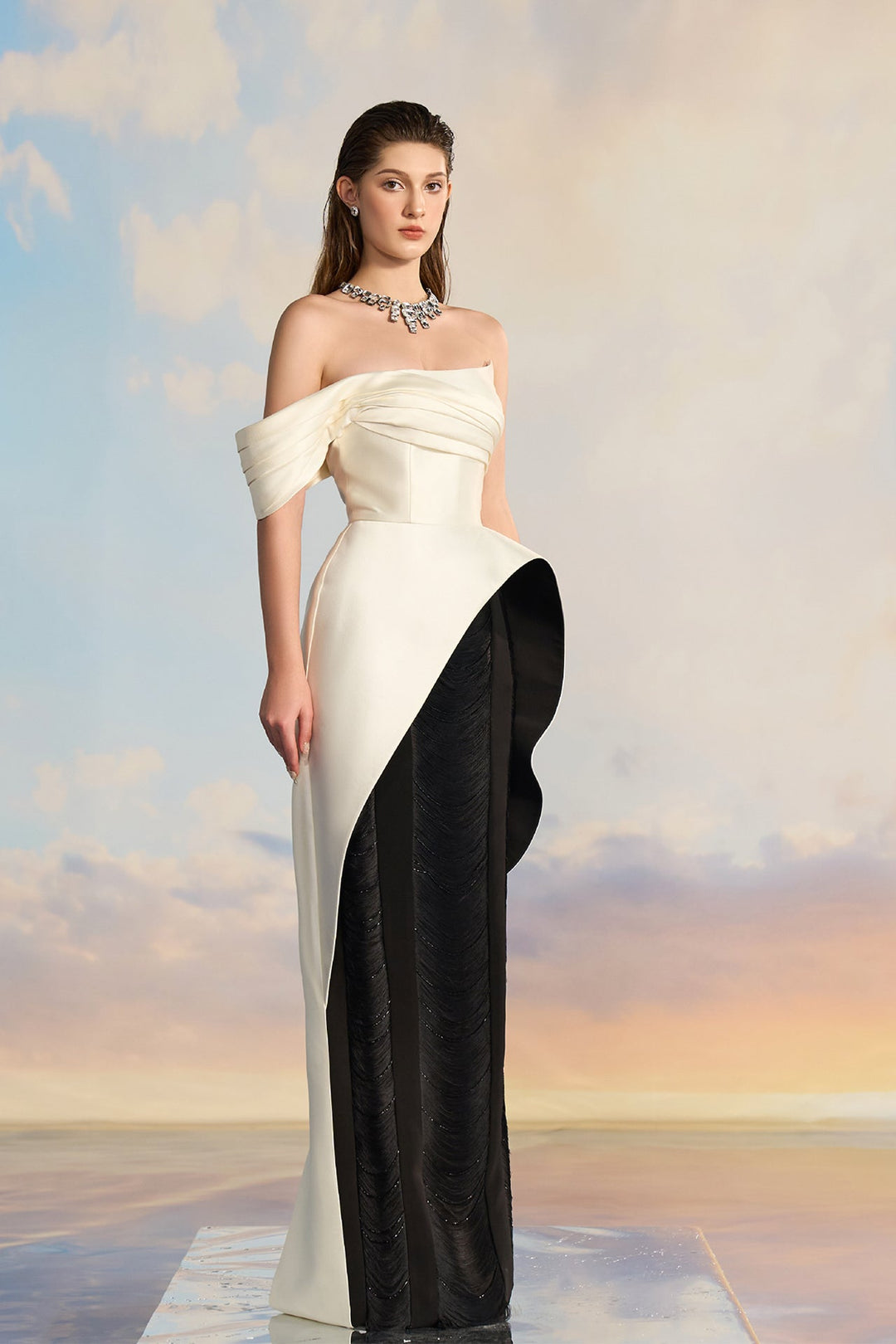 peplum evening dress Two-Tone Taffeta Peplum Evening Dress – M.R DESIGN