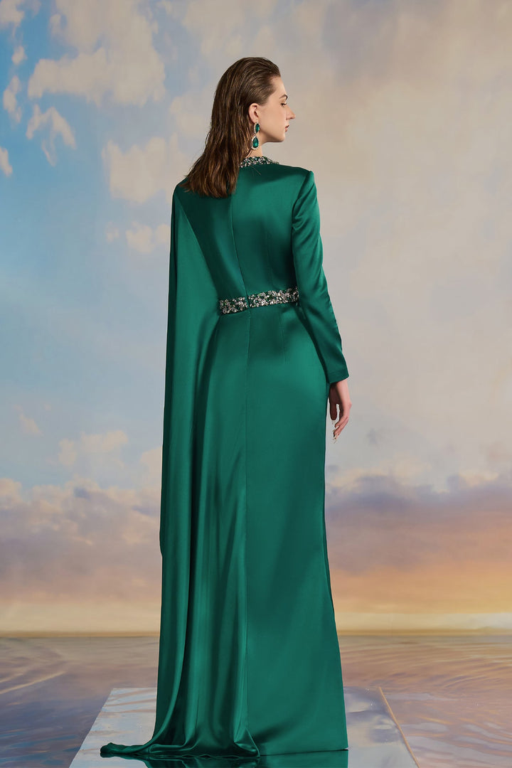 Emerald Green Silk Evening Dress