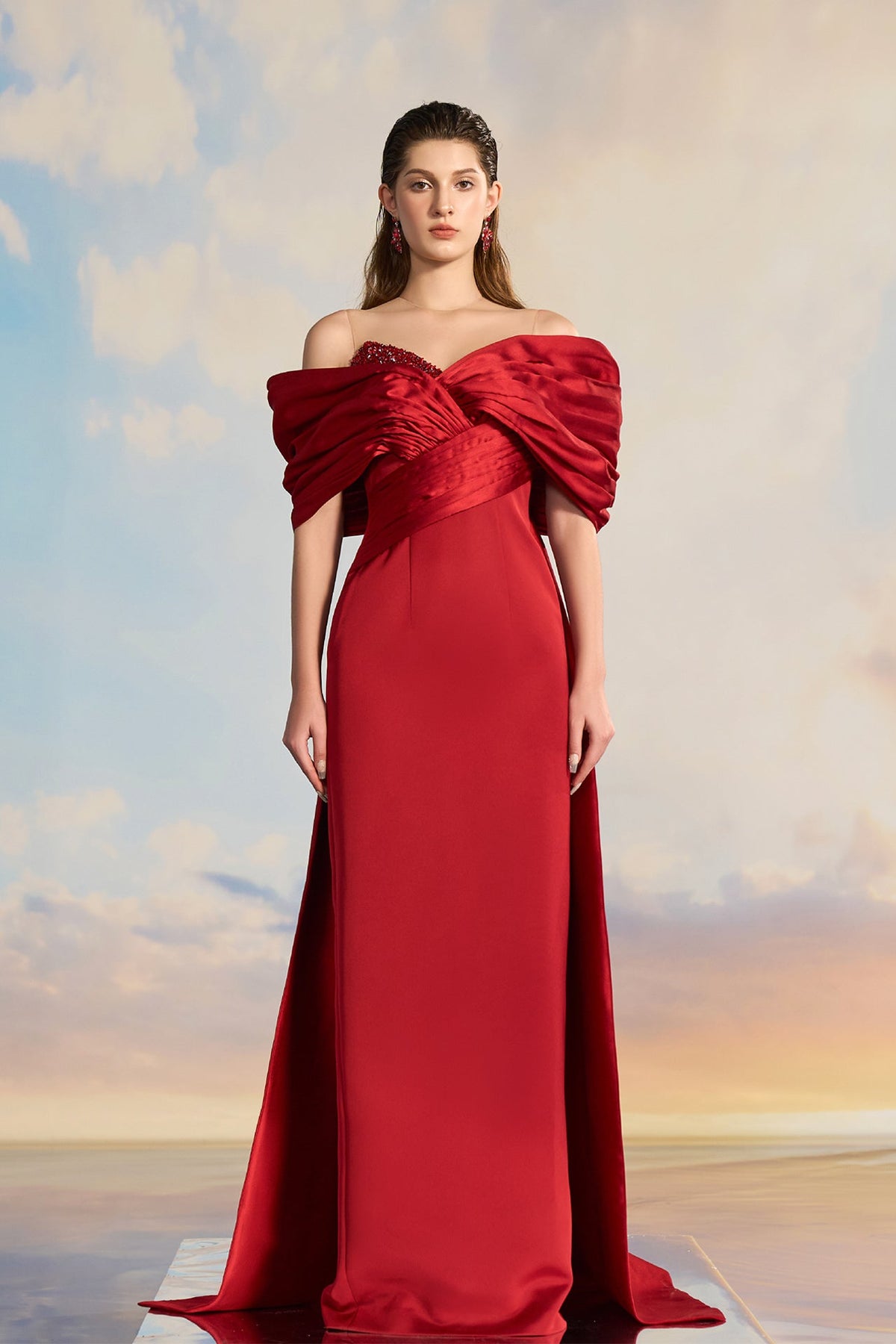 taffeta off the shoulder midi dress Tahari ASL Women's Crushed Taffeta Off-The-Shoulder Dress - Navy