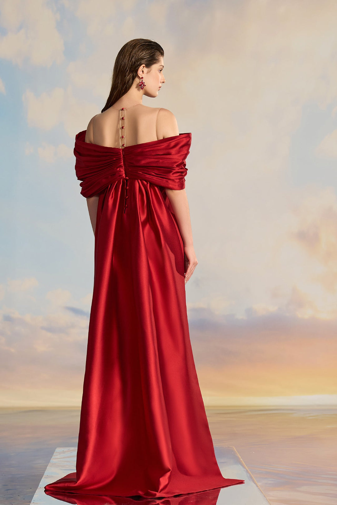 Taffeta Off-Shoulder Dress