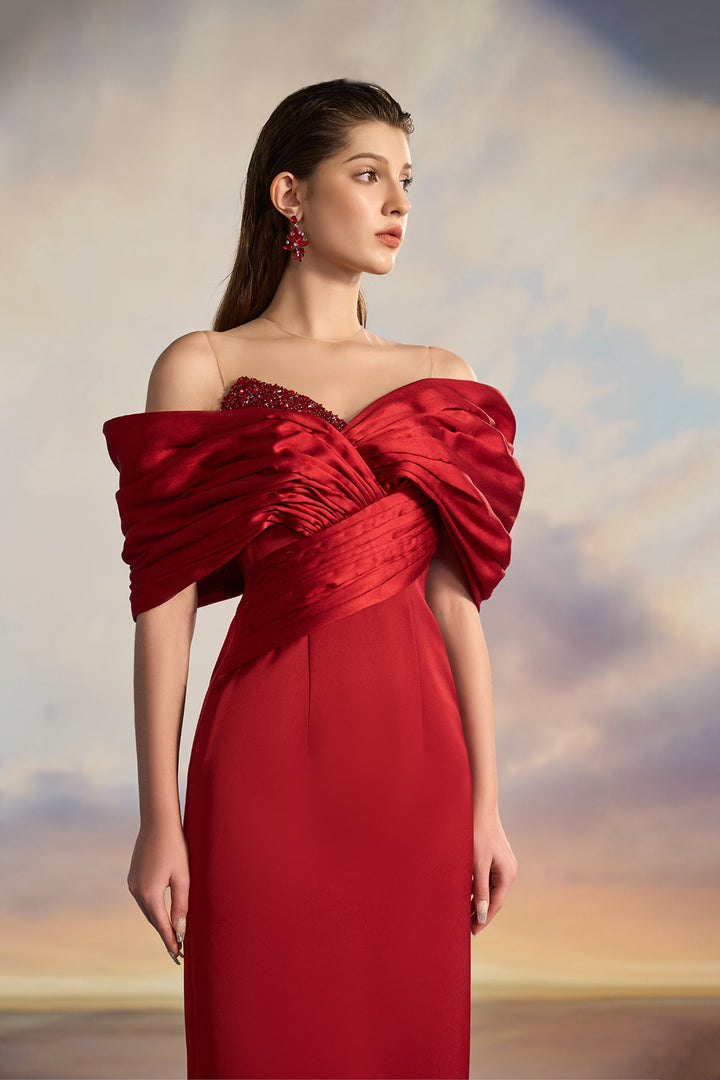 Taffeta Off-Shoulder Dress