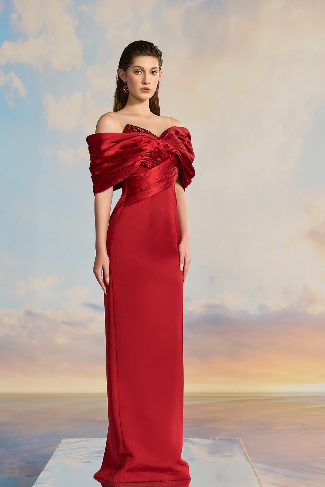 Taffeta Off-Shoulder Dress