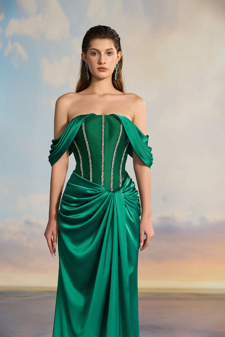 Emerald Green Off-Shoulder Dress