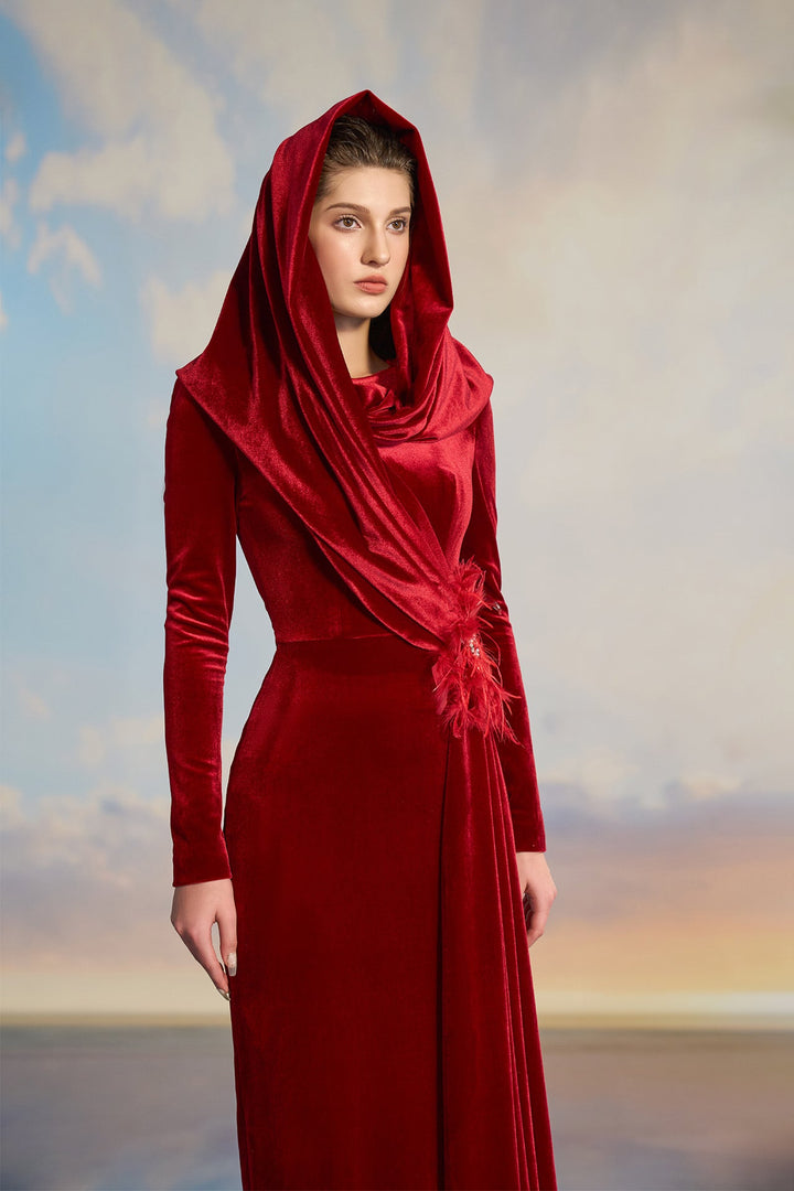 Red Velvet Hat Dress