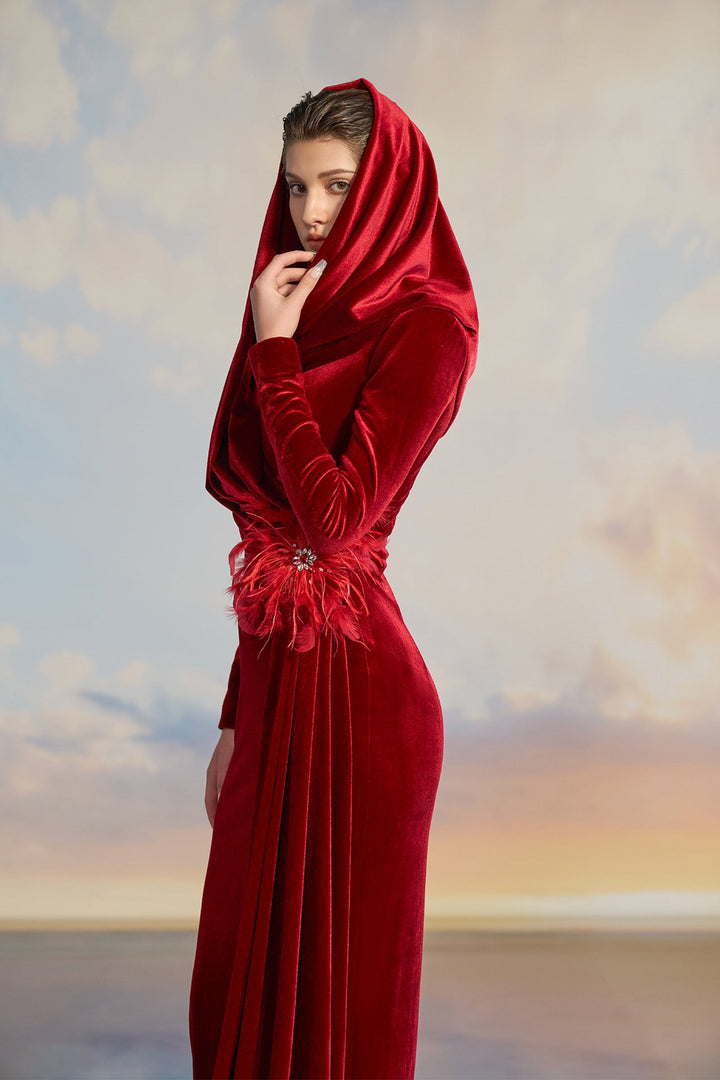 Red Velvet Hat Dress