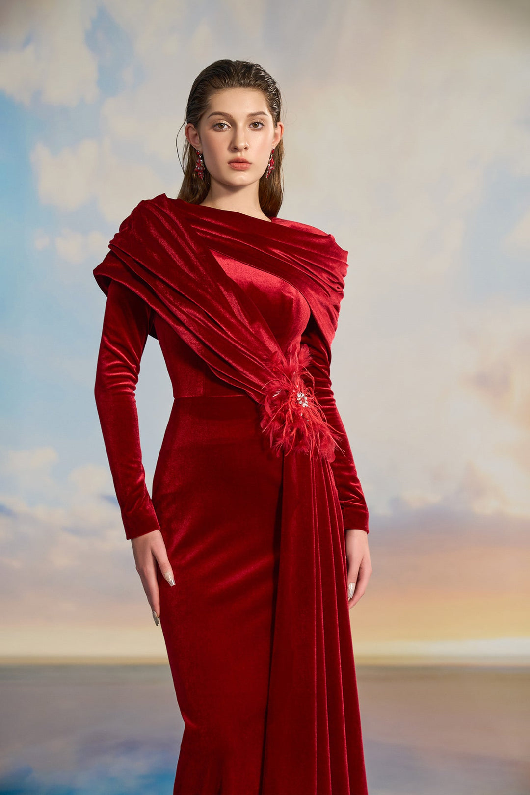 Red Velvet Hat Dress