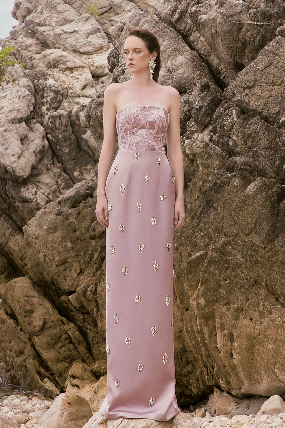 Strapless Silk Satin Column Dress Pink / US 22 Strapless Silk Satin Column Dress Pink / US 22