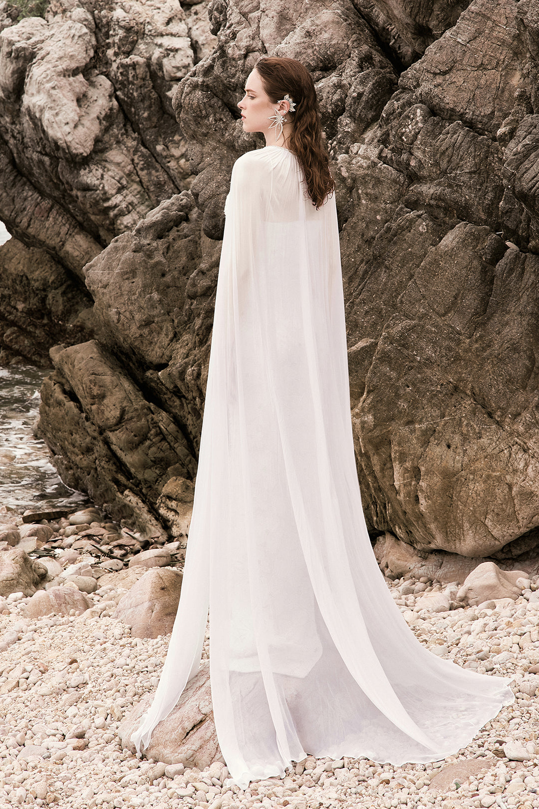 Halter neck column dress with cape Halter neck column dress with cape