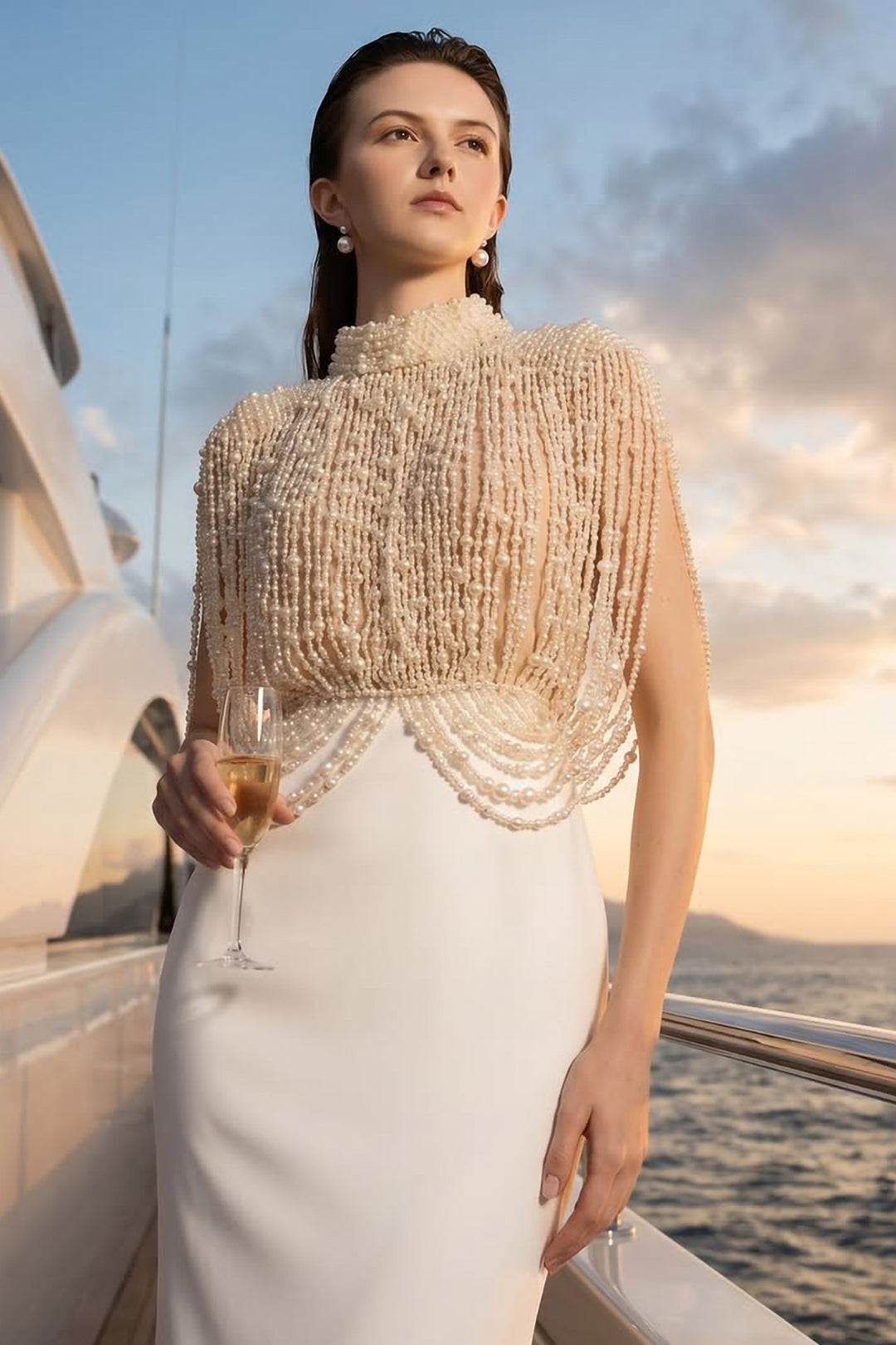 Pearl Embellishment with Royal Taffeta Dress
