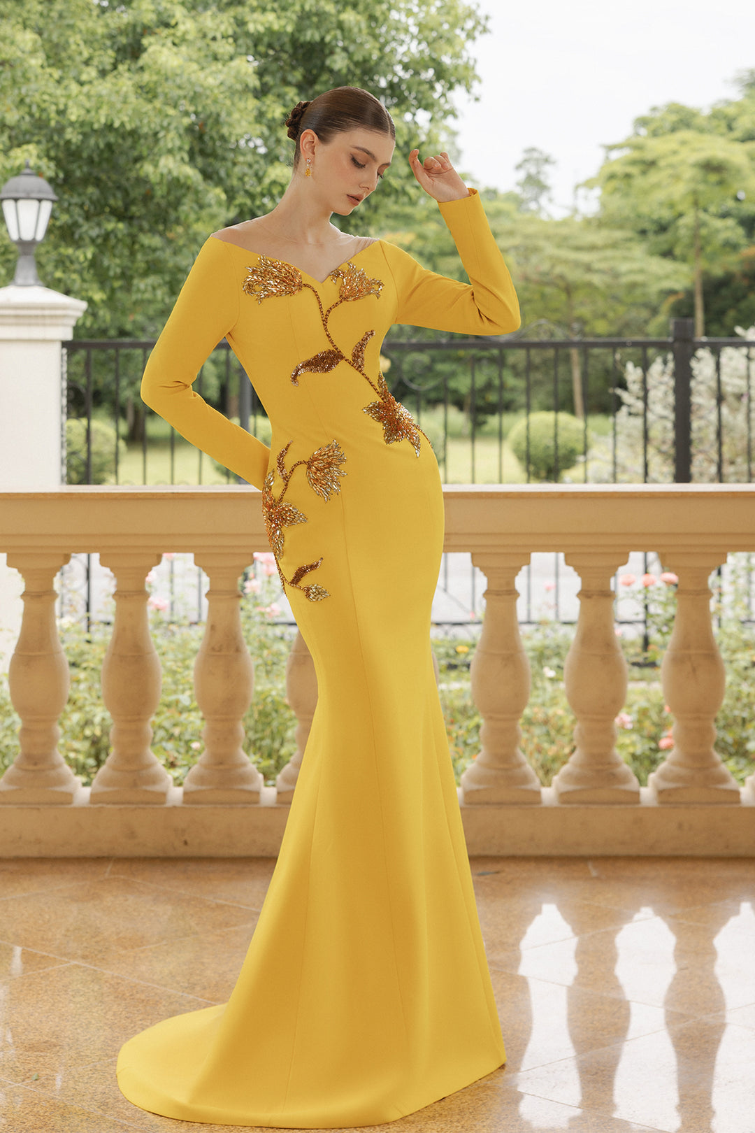 yellow floral off shoulder dress Allegra Off Shoulder Maxi Dress - Multi Floral