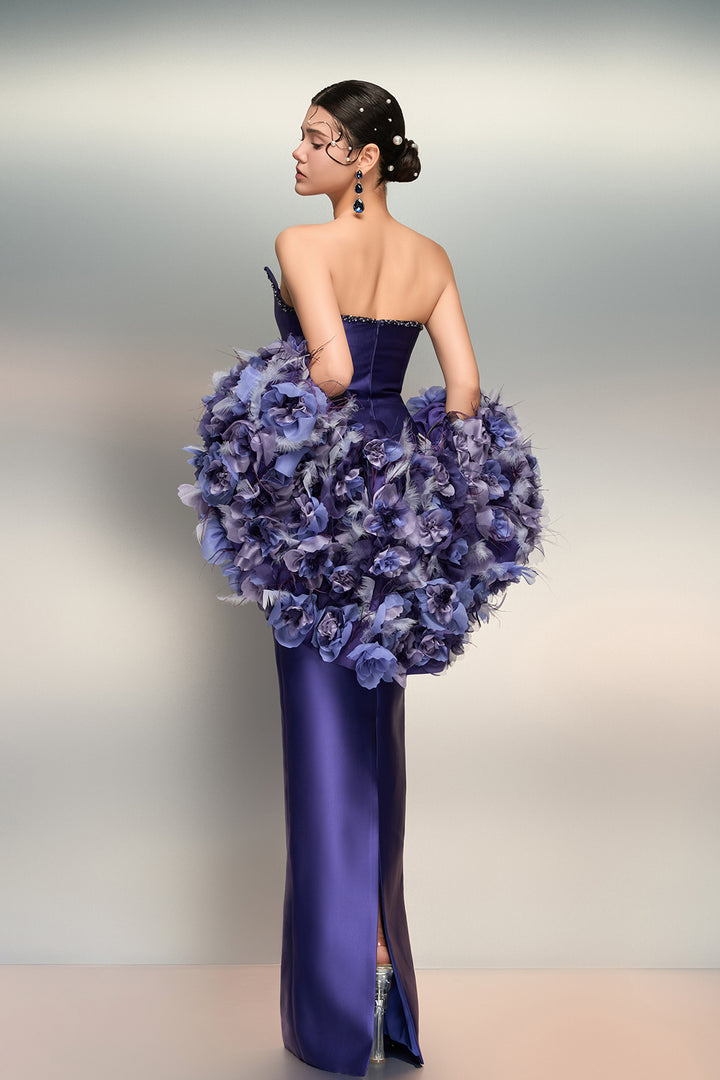 Fitted Taffeta Dress with Cape Details