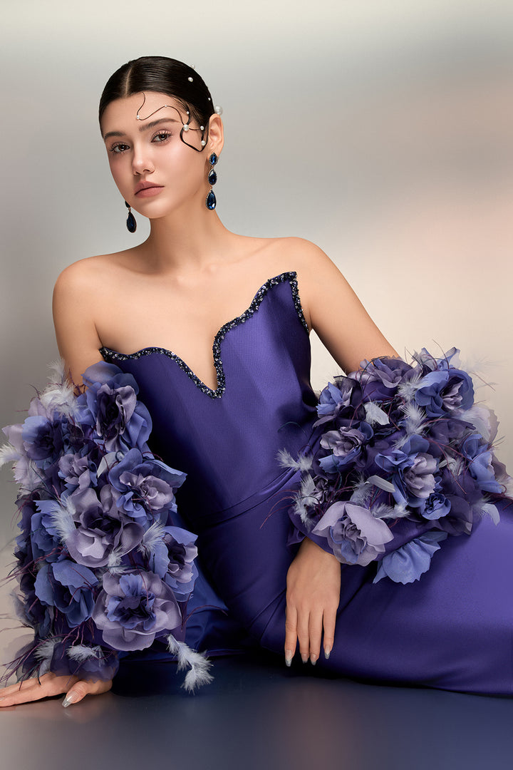 Fitted Taffeta Dress with Cape Details