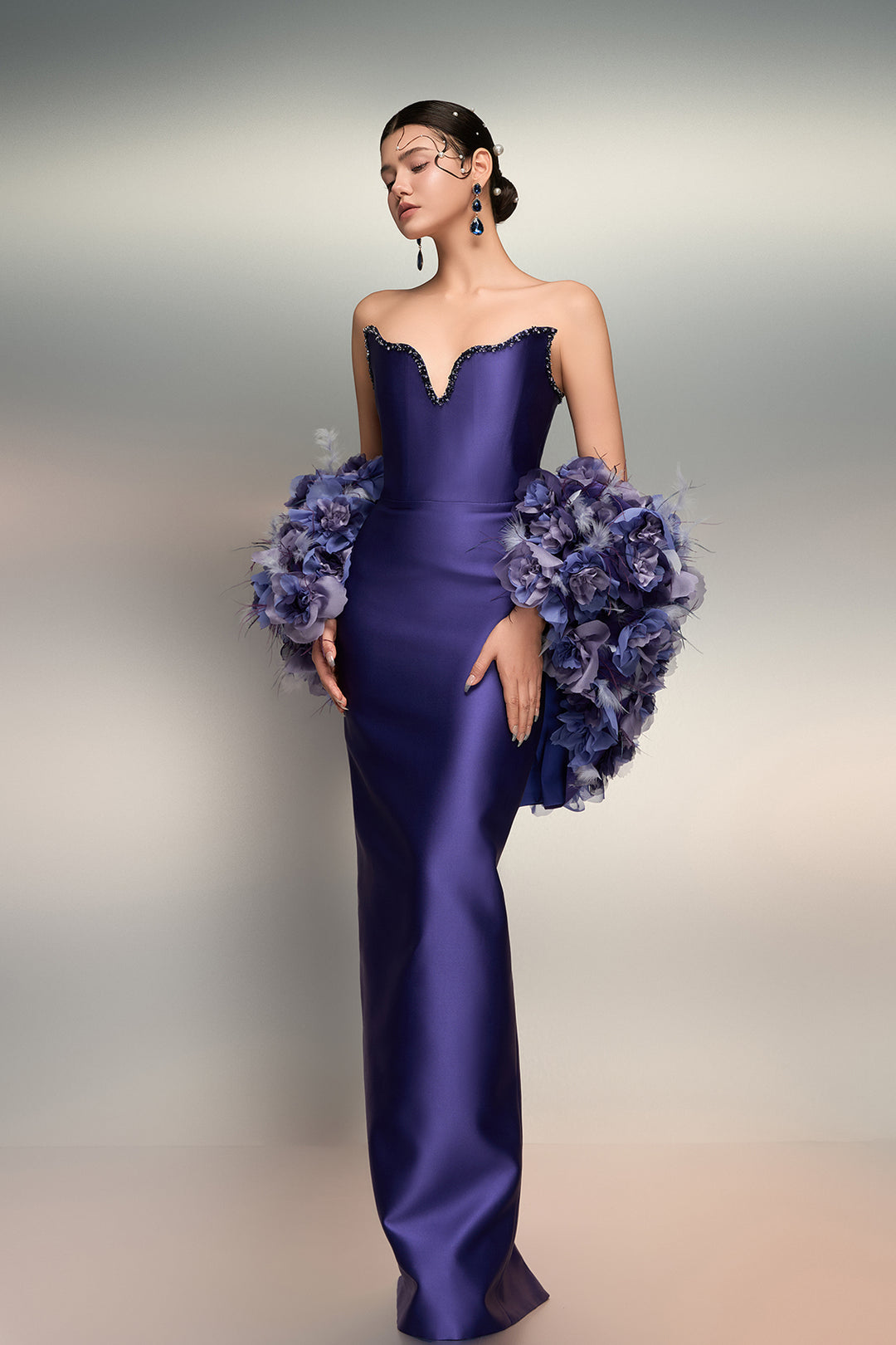 Fitted Taffeta Dress with Cape Details