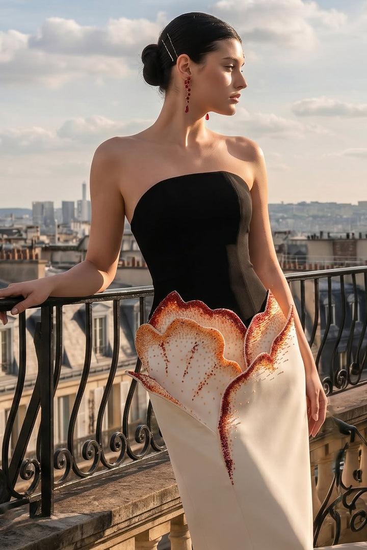 Crystal Petal Skirt Strapless Dress