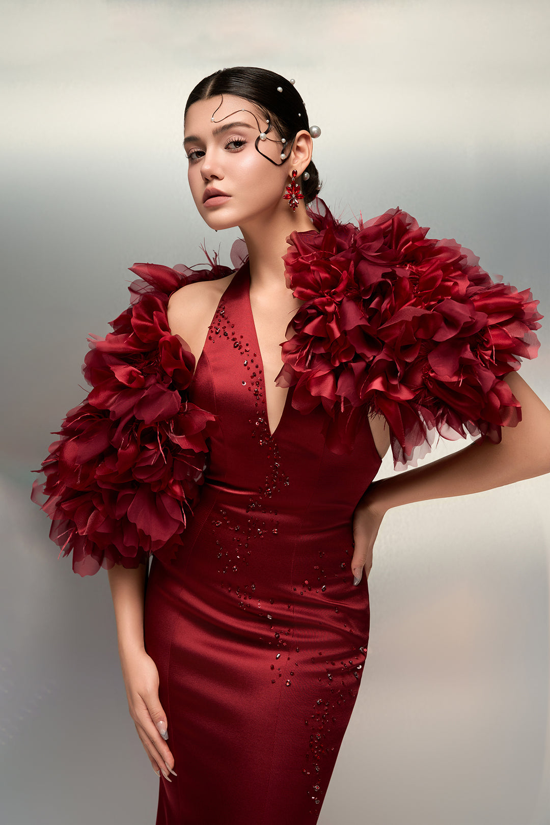 Fitted Dress with Cape Red / US 2 Fitted Dress with Cape Red / US 2