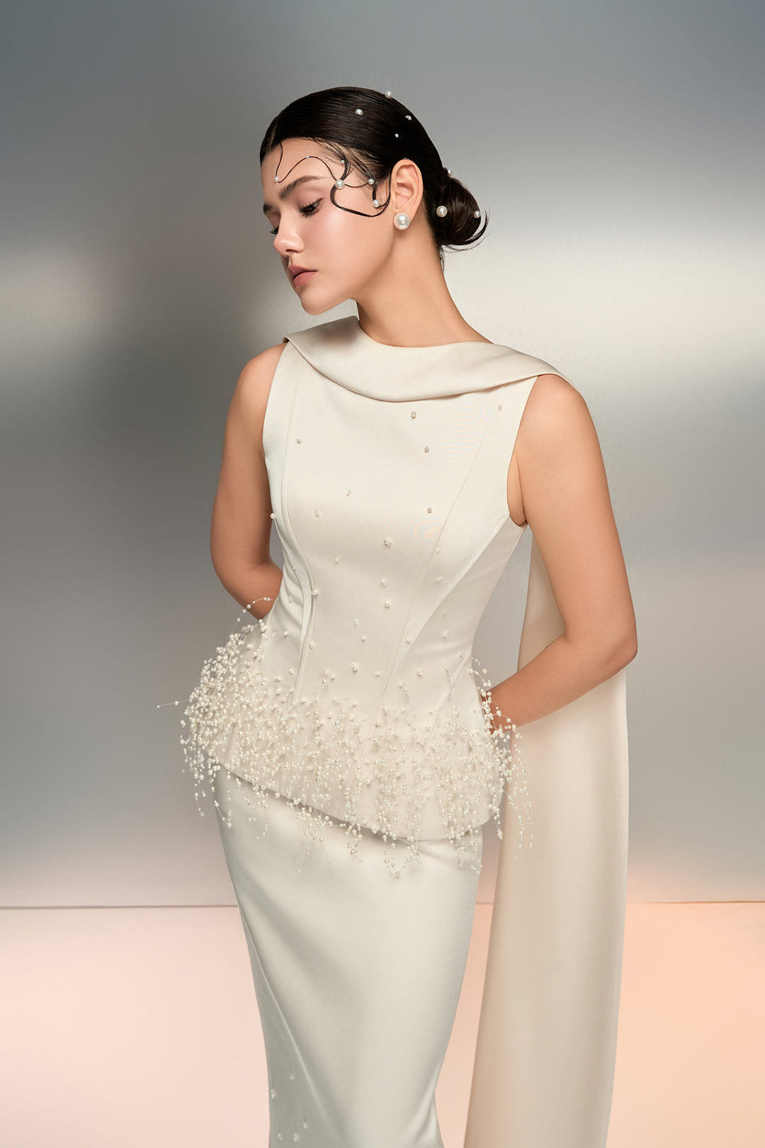 Silk Taffeta Pearl Dress