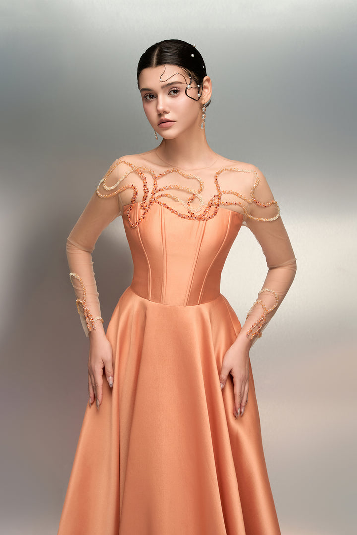 Taffeta Dress with Sequins