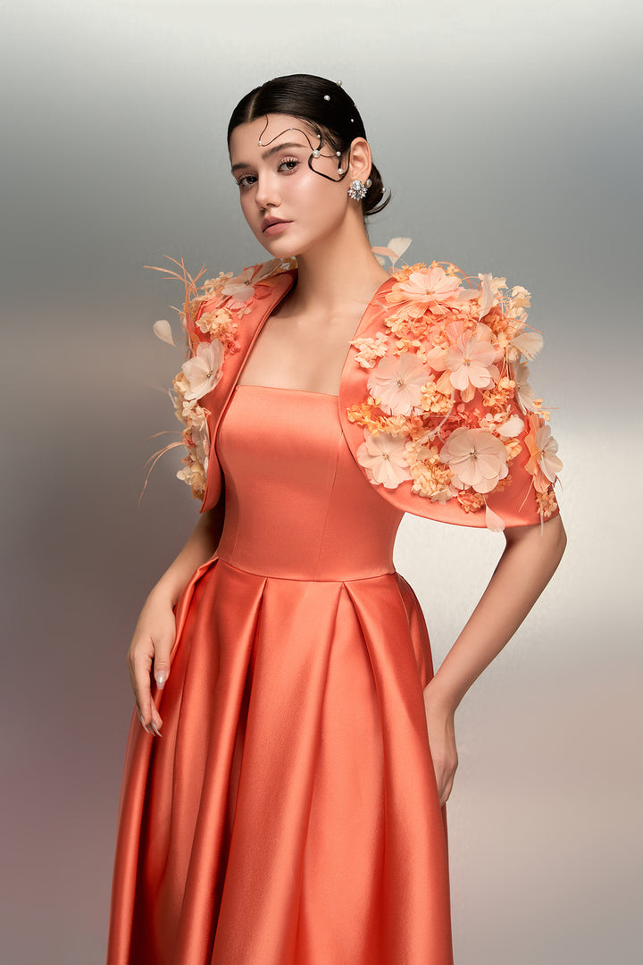 A-Line Dress with 3D Embellishments