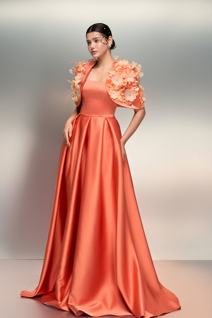 A-Line Dress with 3D Embellishments