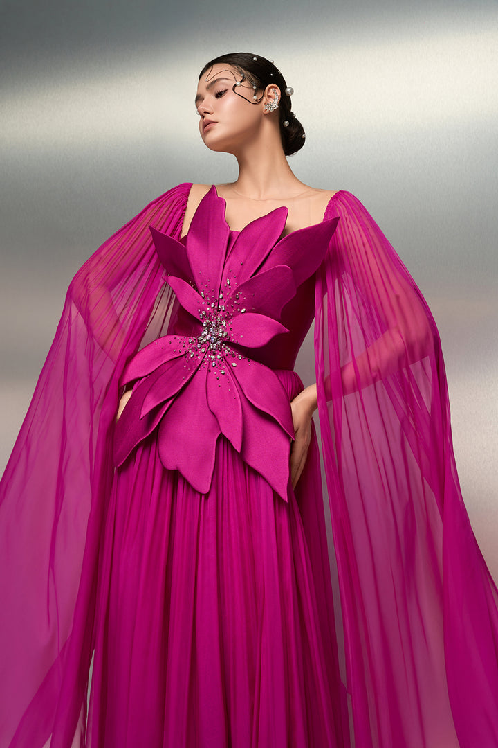 Petal Corset A-Line with Cape Extension