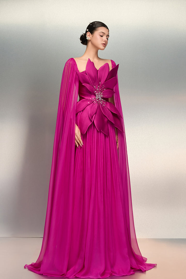 Petal Corset A-Line with Cape Extension