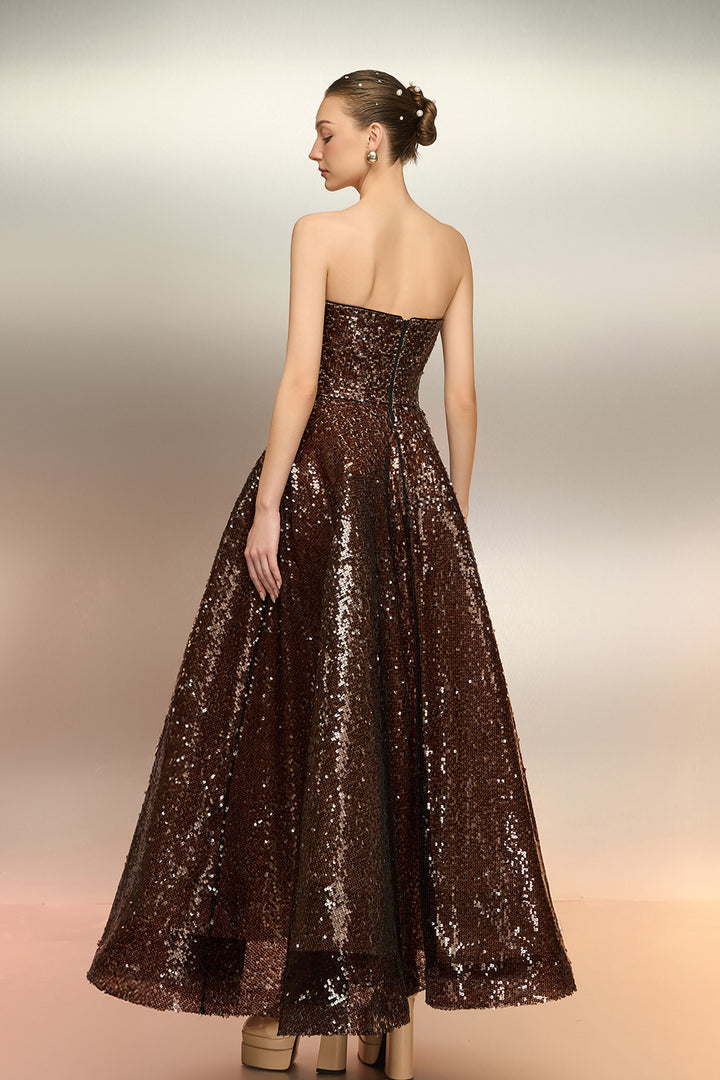 Sequin A-Line with Strapless Bodice