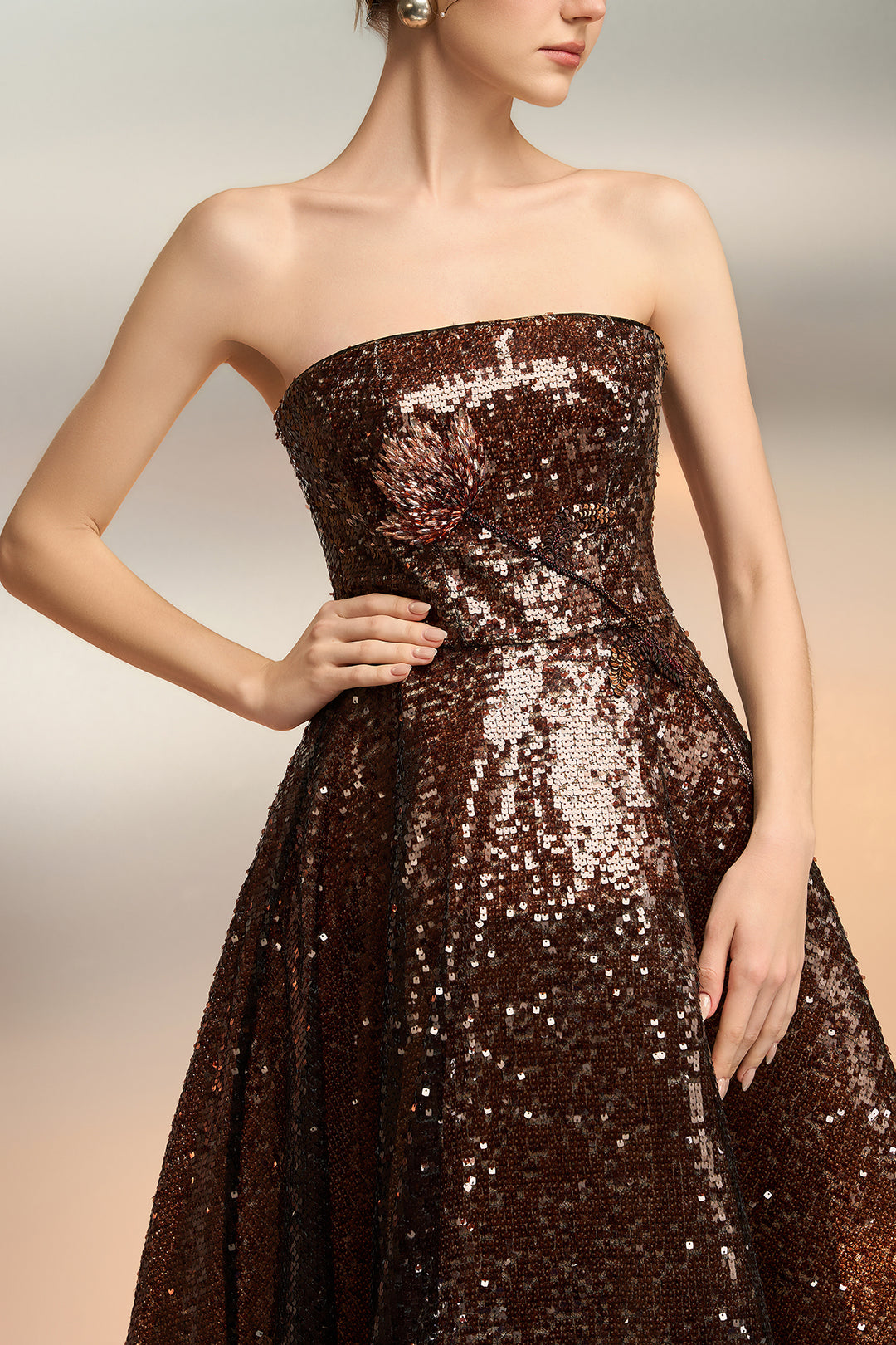 Sequin A-Line with Strapless Bodice