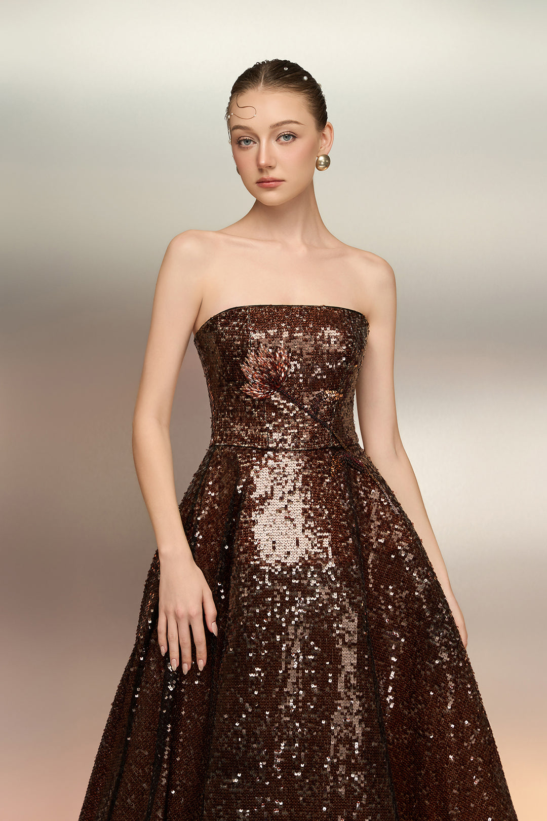 Sequin A-Line with Strapless Bodice