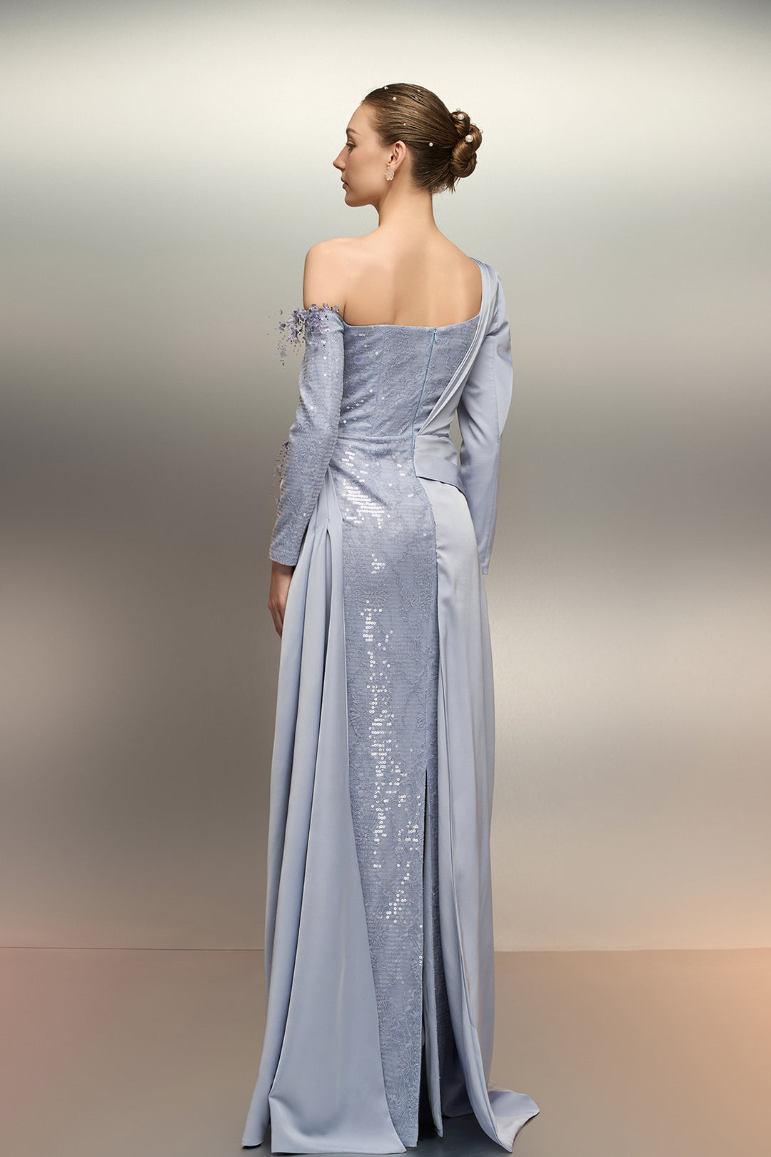 Cape-Driven Satin Dress