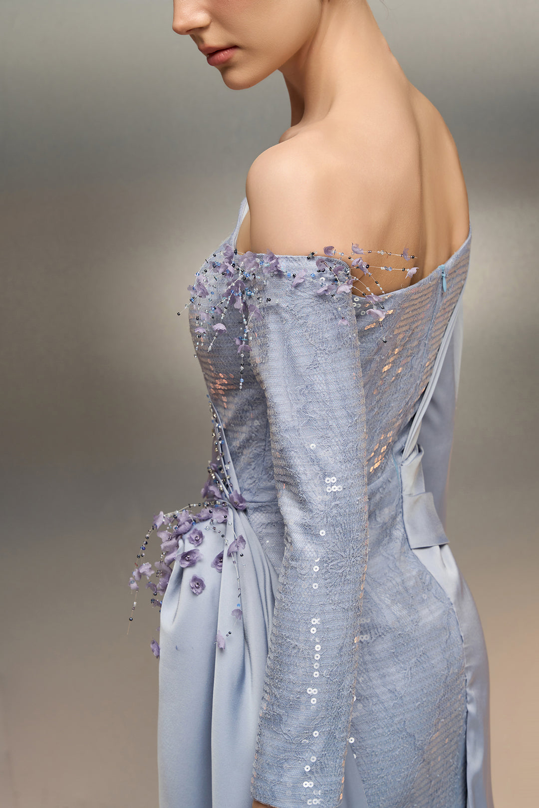 Cape-Driven Satin Dress