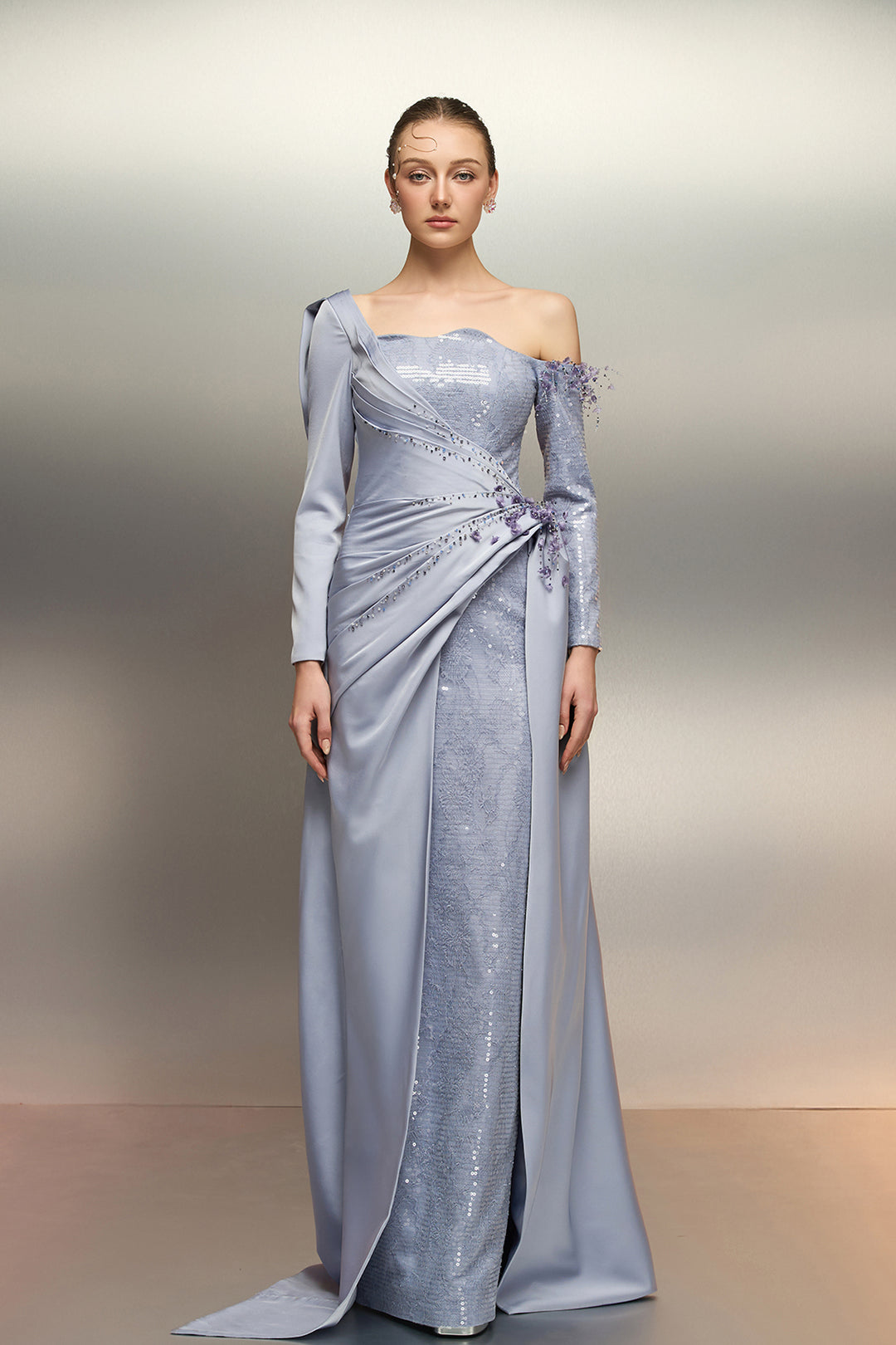 Cape-Driven Satin Dress