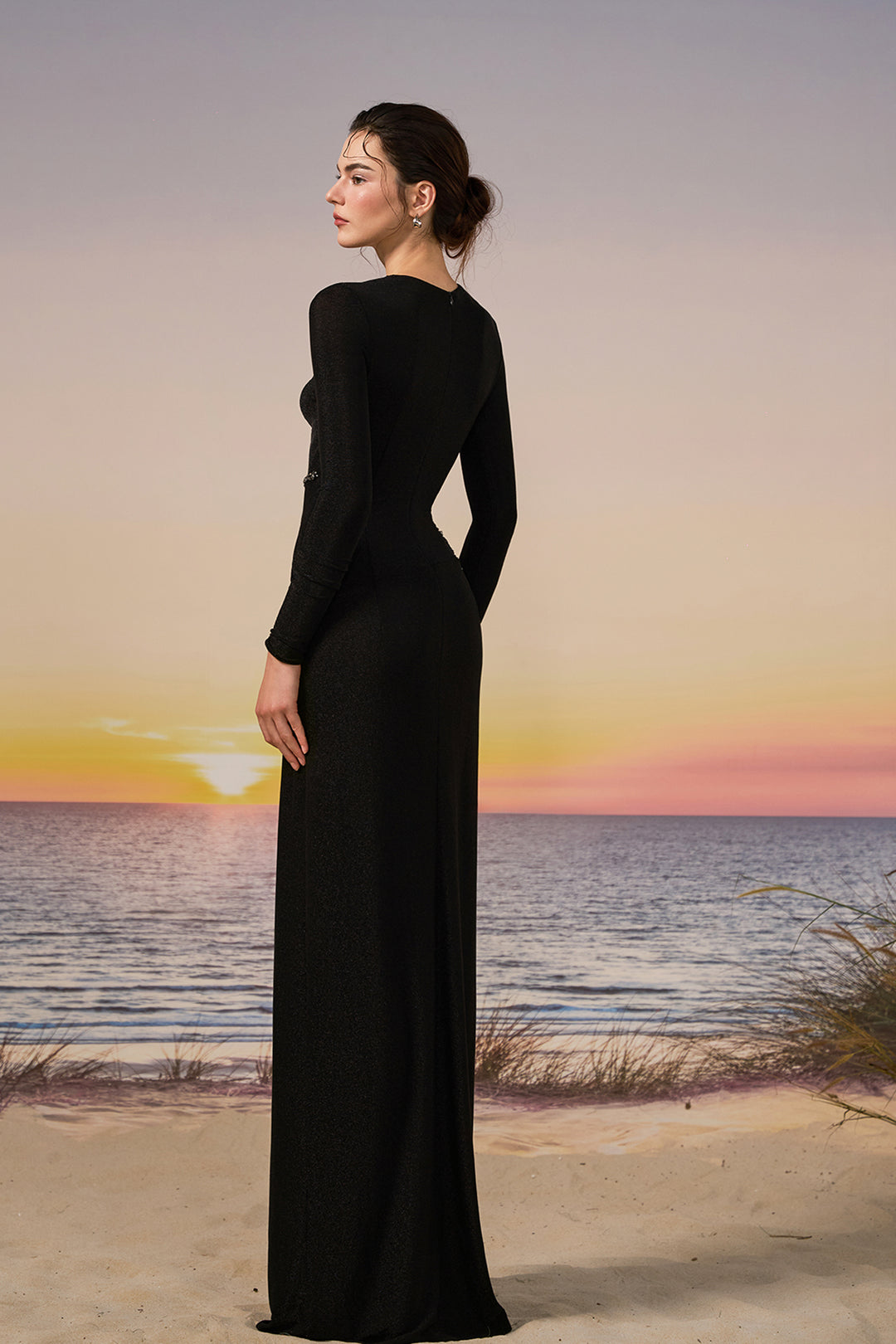 Glitter Jersey Dress with Crystal Trim Black / US 16 Glitter Jersey Dress with Crystal Trim Black / US 16